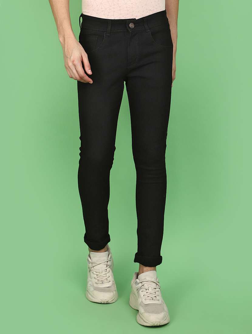 men mid rise plain jeans