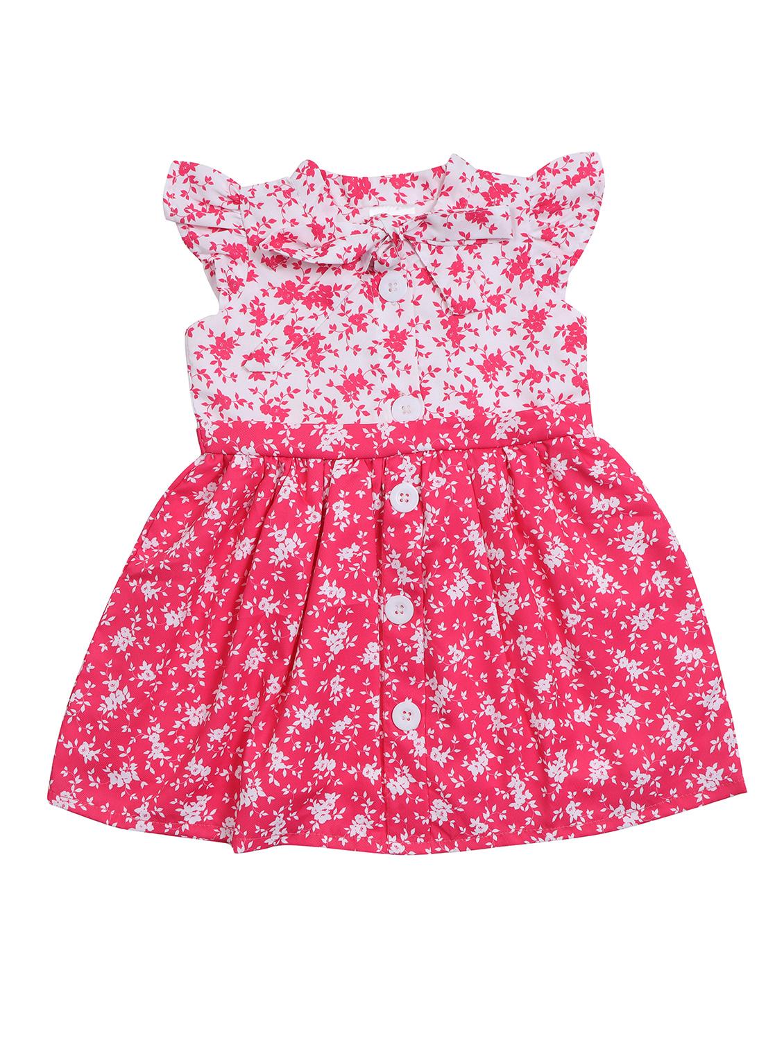 pink floral printed tie up neck detailed frock - 20962476 -  Zoom Image - 0