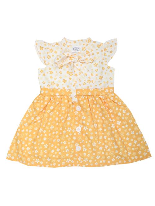 yellow floral printed button detailed frock - 20962481 - Standard Image - 0
