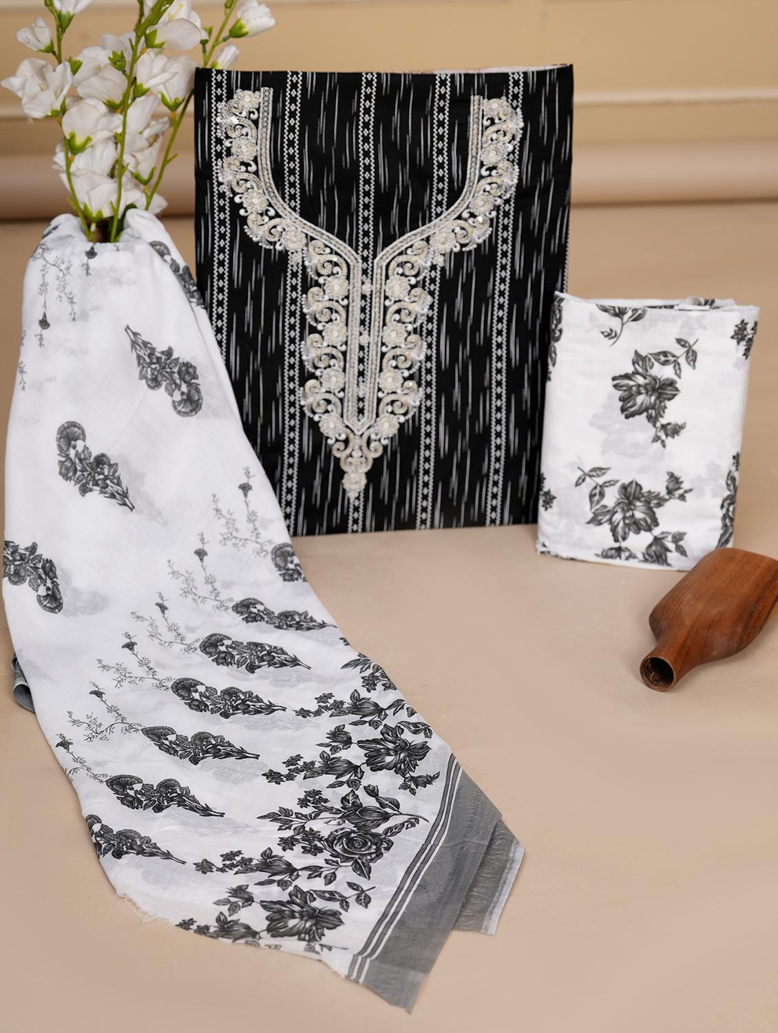 women black printed unstitched suits - 20962628 - Zoom Image - 0