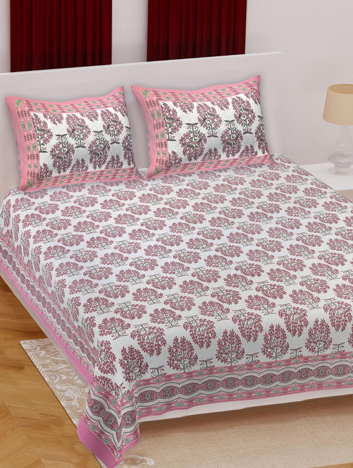 texstylers cotton bird print jaipuri 90 x100 inches double bedsheet with 2 pillow covers - 20962780 - Zoom Image - 0