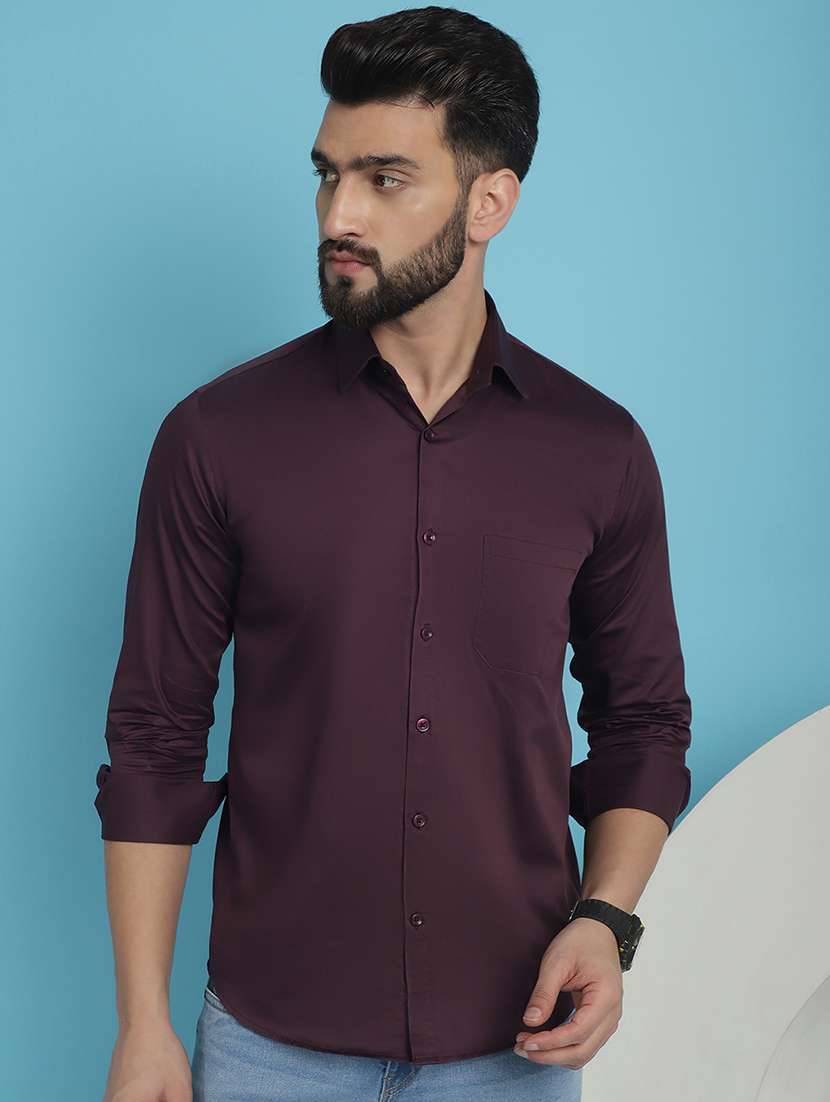 men purple solids casual shirt