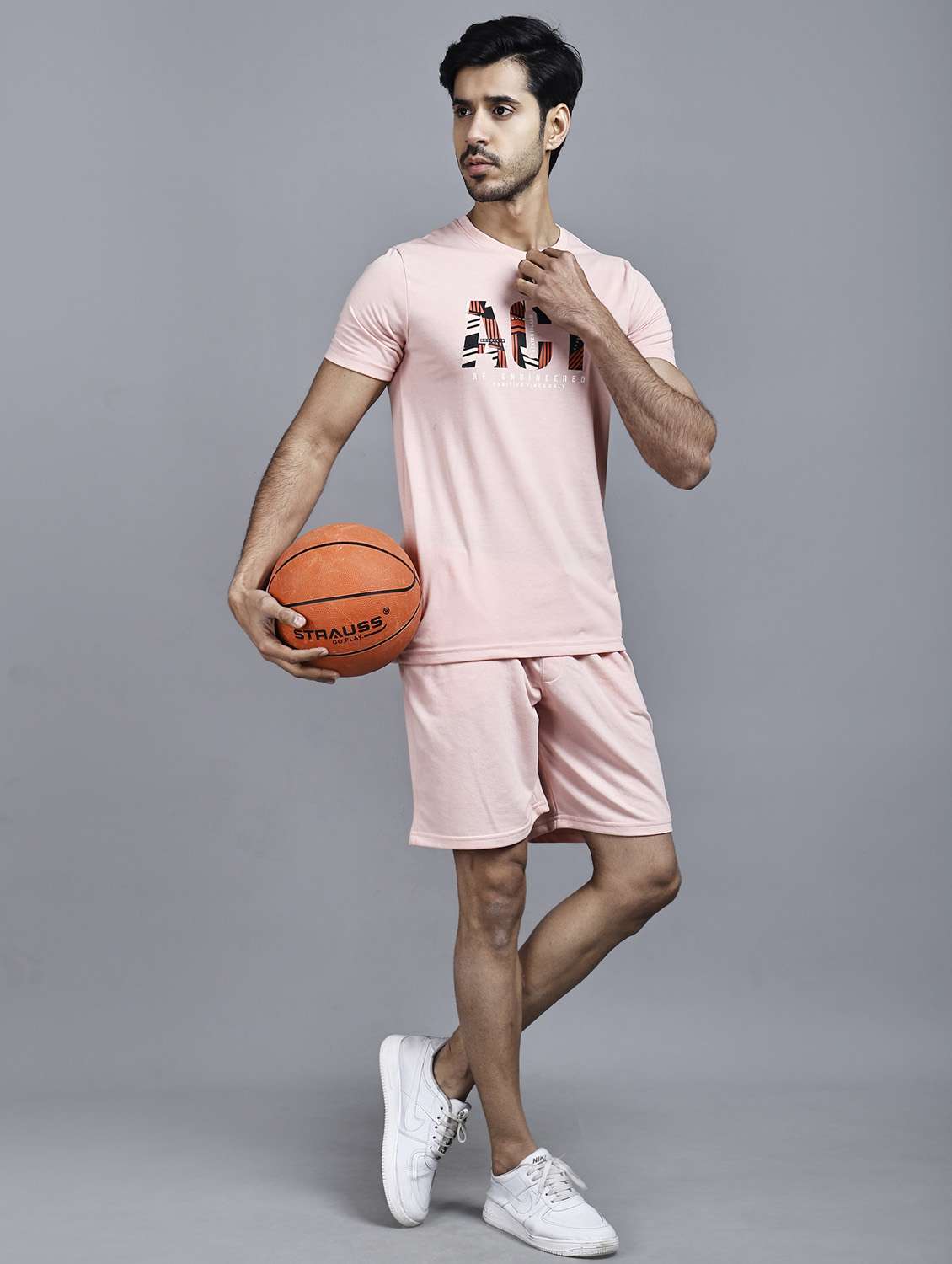 pink chest print detailed t-shirt & shorts set - 20962814 -  Standard Image - 3