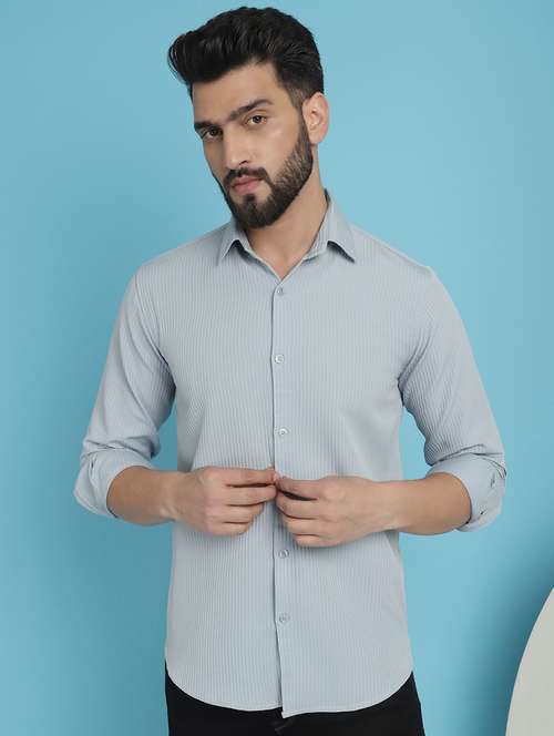 men collared long sleeve casual shirt - 20962828 - Standard Image - 0