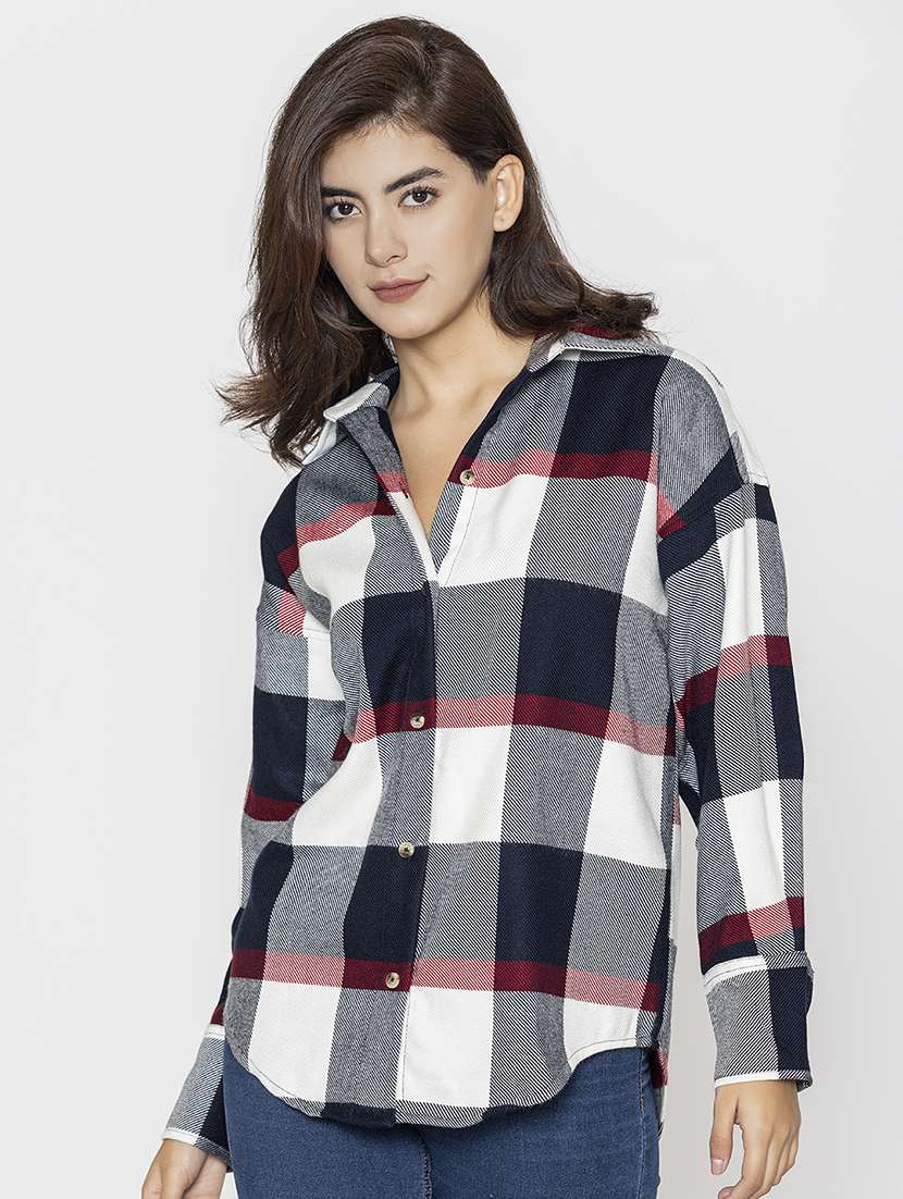 multi coloured checked printed oversized shirt - 20963024 -  Zoom Image - 0