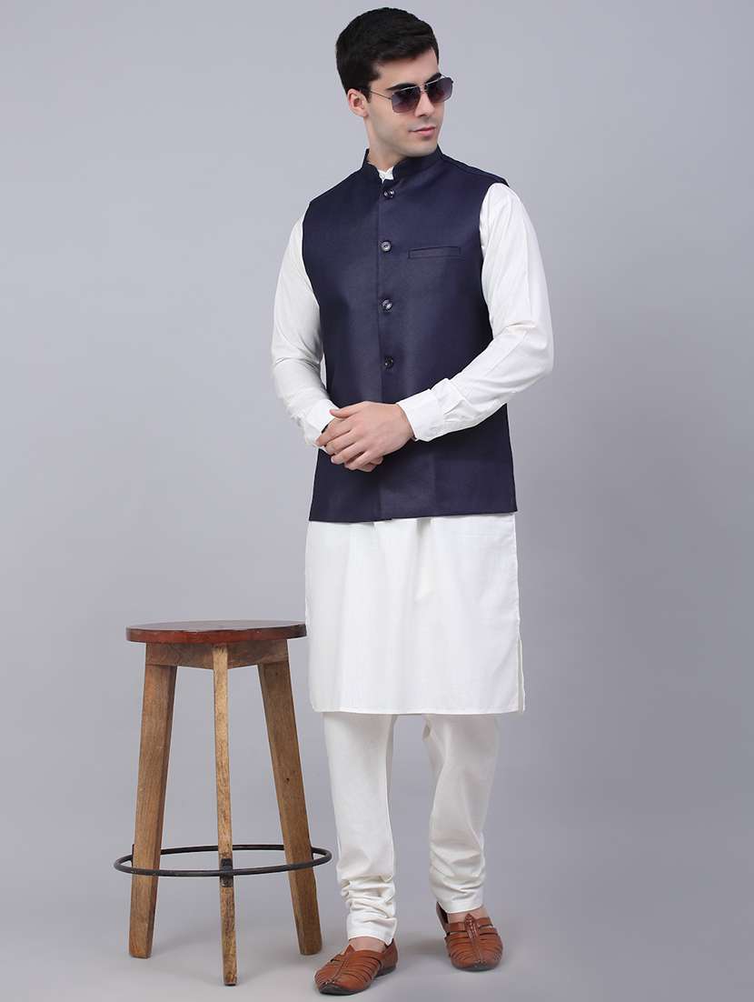 men solid sleeveless regular fit nehru jacket - 20963801 -  Standard Image - 3