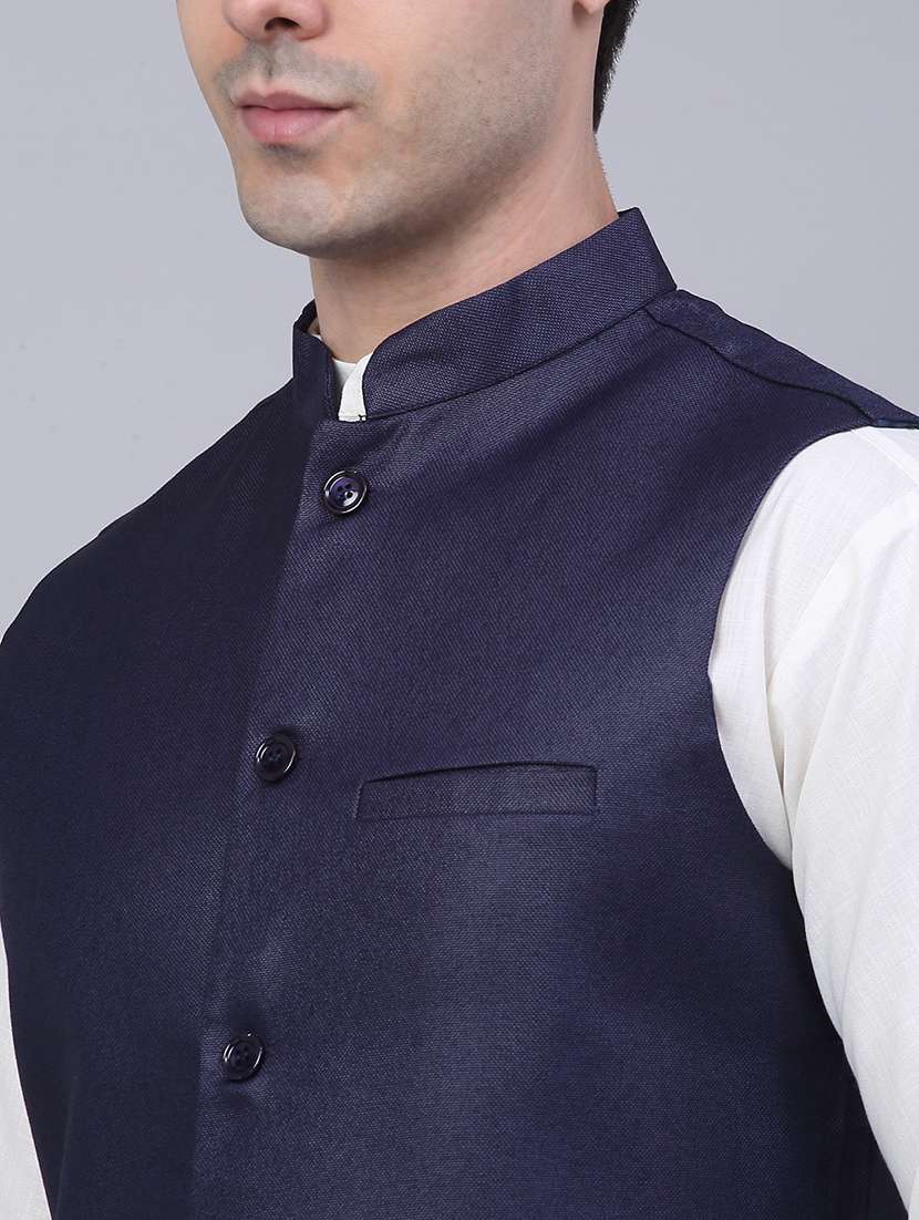 men solid sleeveless regular fit nehru jacket - 20963801 -  Standard Image - 5
