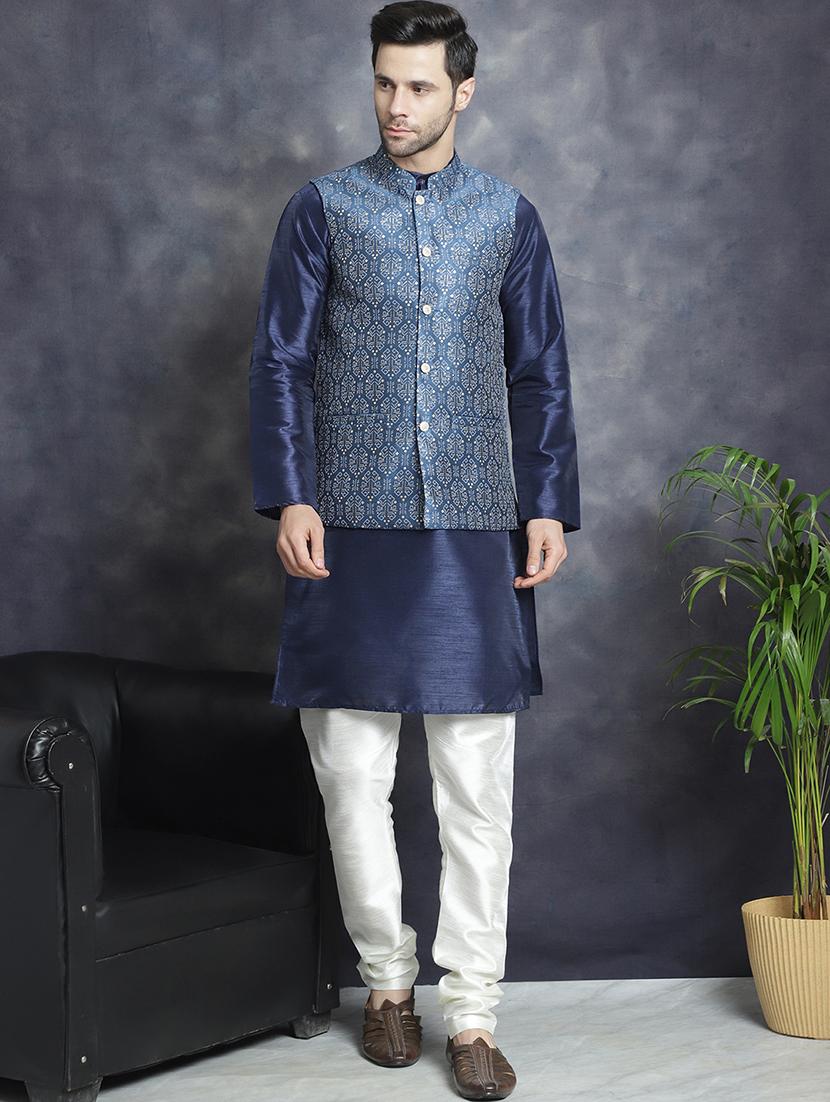 men printed sleeveless regular fit nehru jacket - 20963813 - Zoom Image - 0
