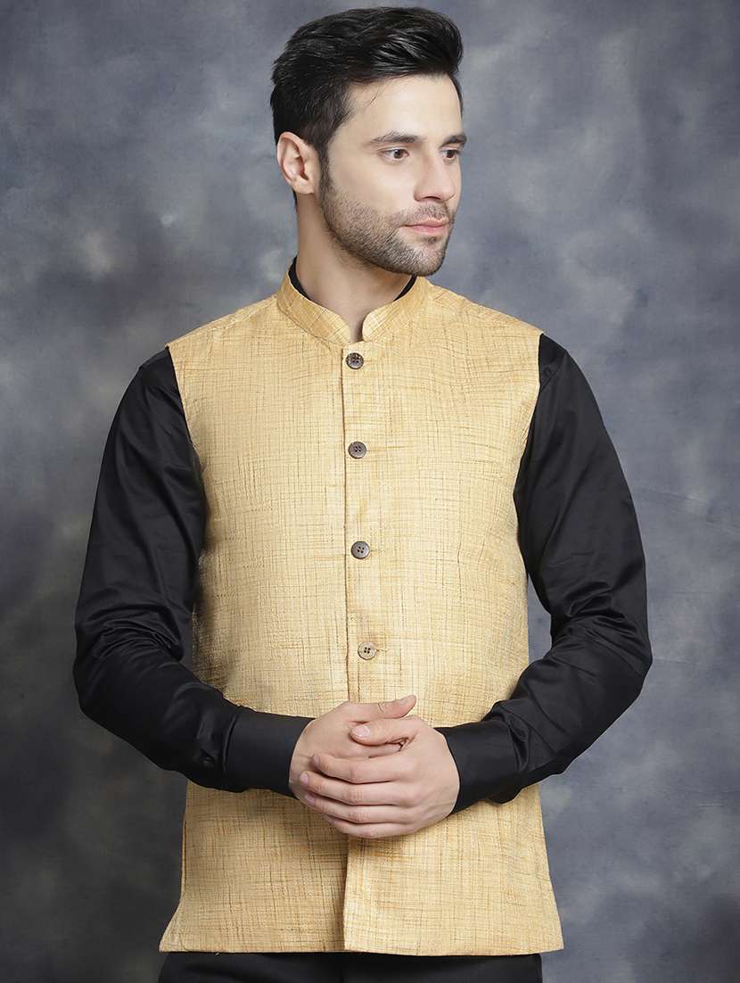 men self design mandarin neck nehru jacket - 20963827 -  Standard Image - 3
