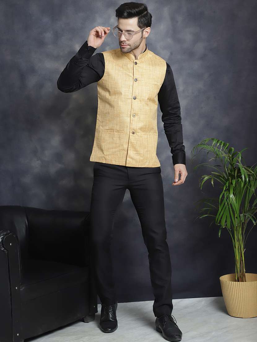 men self design mandarin neck nehru jacket - 20963827 -  Standard Image - 5