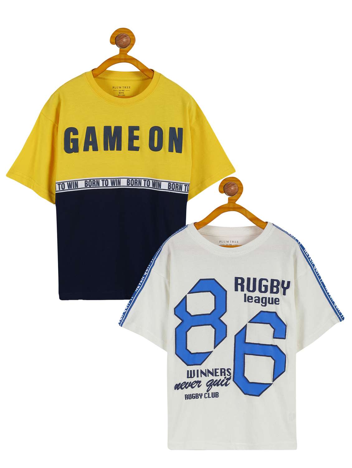 pack of 2 multi coloured typographic printed detailed t-shirt