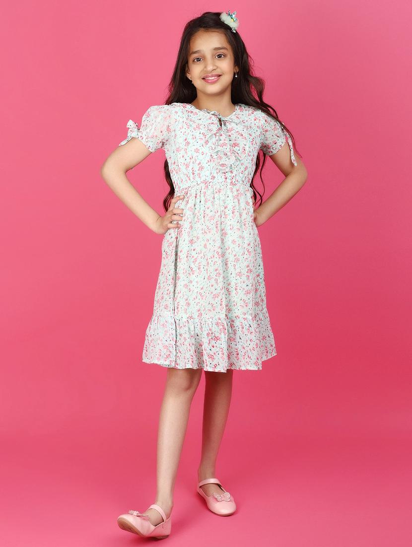 girls light blue floral printed frock - 20965291 - Zoom Image - 0