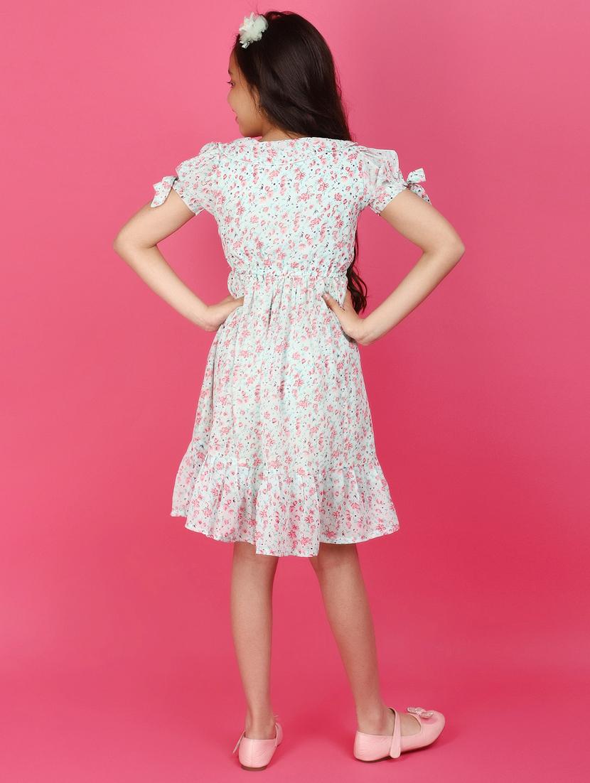 girls light blue floral printed frock - 20965291 - Standard Image - 3