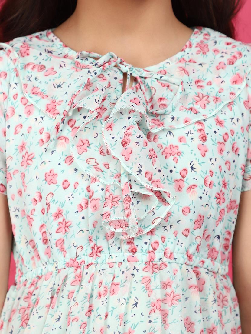 girls light blue floral printed frock - 20965291 - Standard Image - 5