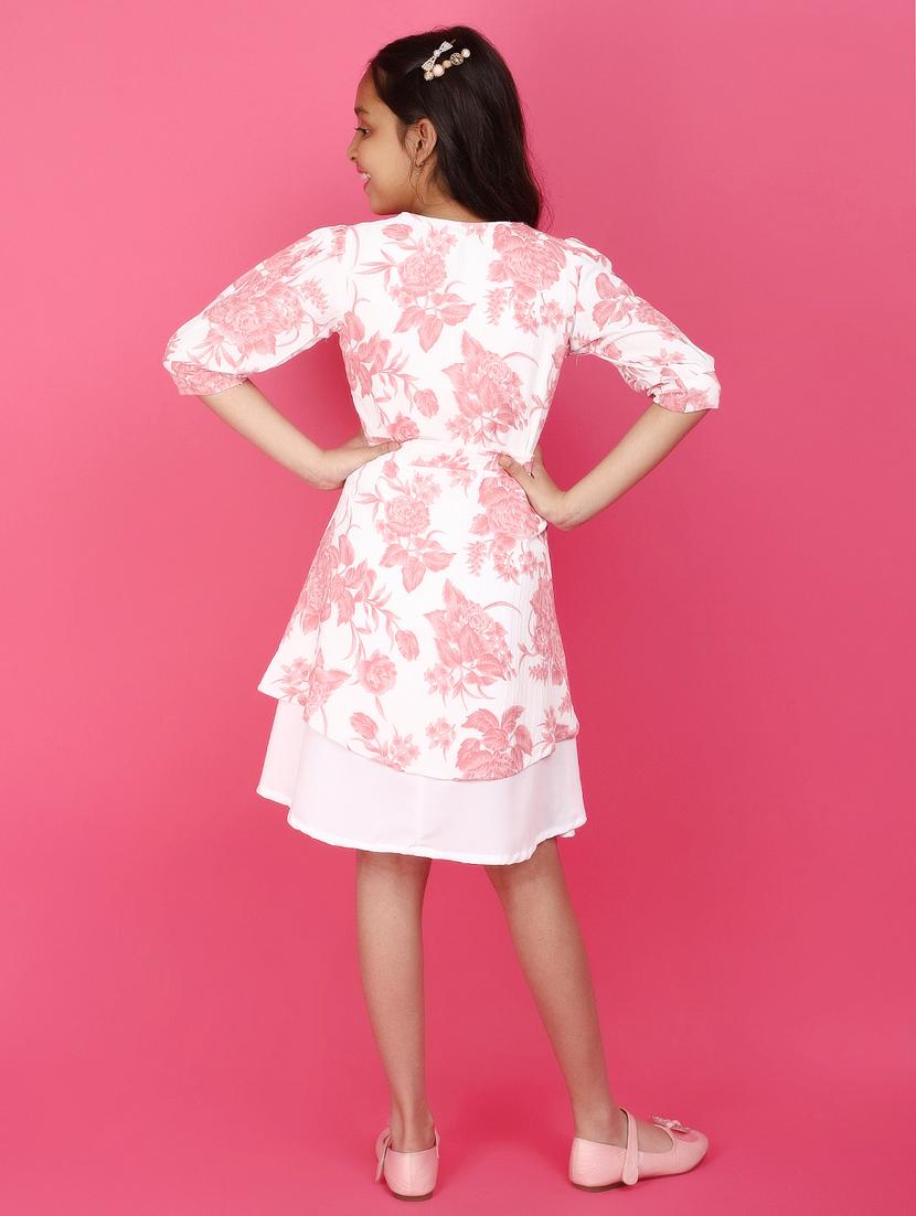 girls white printed a-line dress - 20965293 - Standard Image - 3