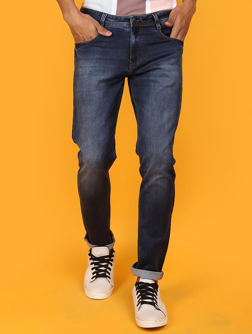 men mid rise washed denim jeans