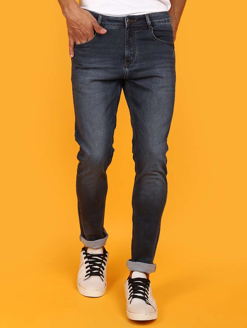 men mid rise washed denim jeans