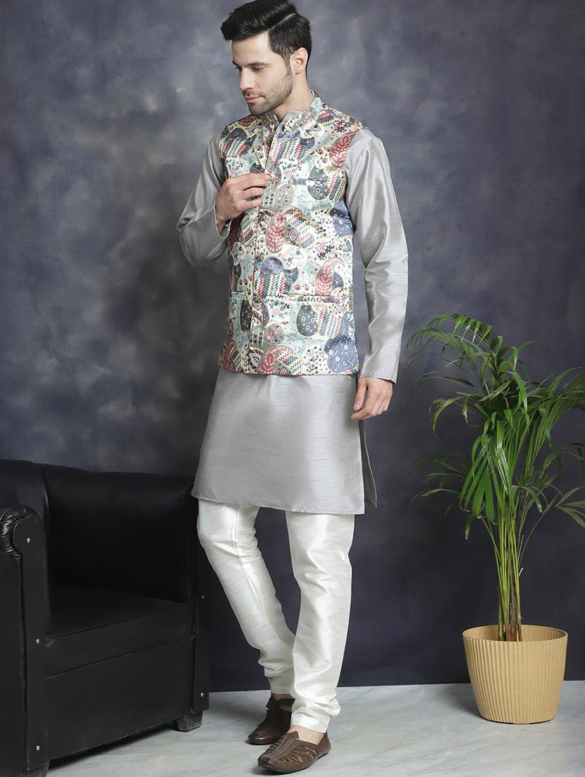men kurta pyjama with jacket ethnic wear set - 20965427 -  Zoom Image - 0