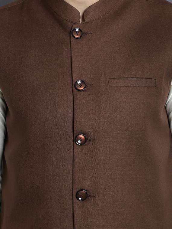 men solid kurta pyjama with jacket - 20965428 -  Standard Image - 5