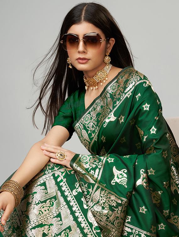 women self design baluchari saree with blouse - 20965633 - Standard Image - 3