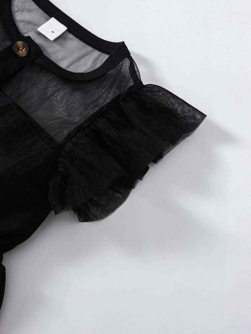 girls black lycra & net frock - 20965716 - Standard Image - 3