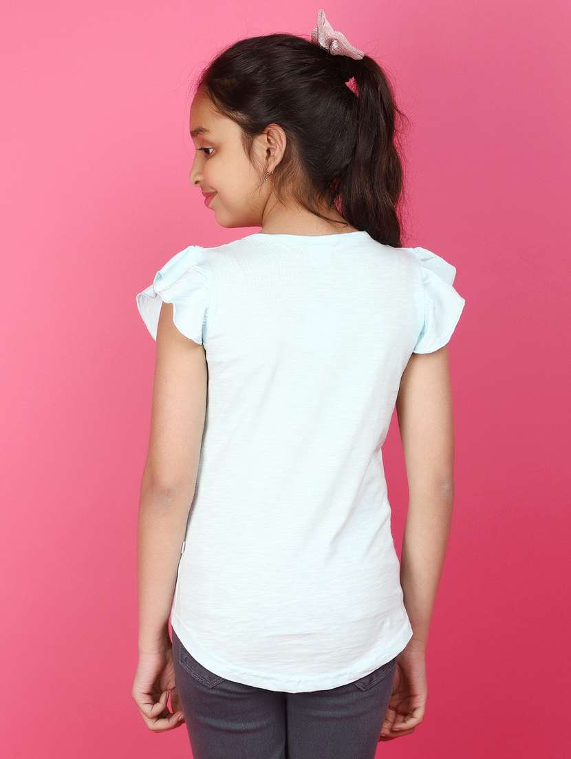 girls round neck solid tee - 20965766 -  Standard Image - 3