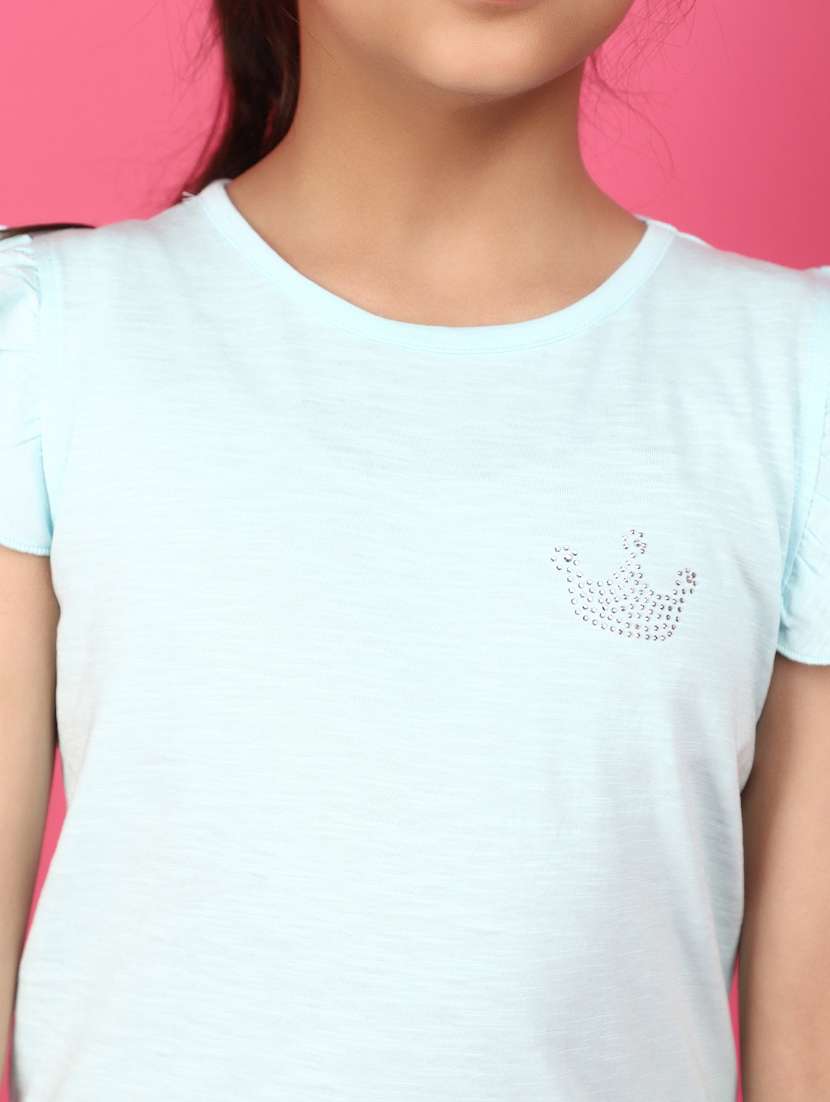 girls round neck solid tee - 20965766 -  Standard Image - 5