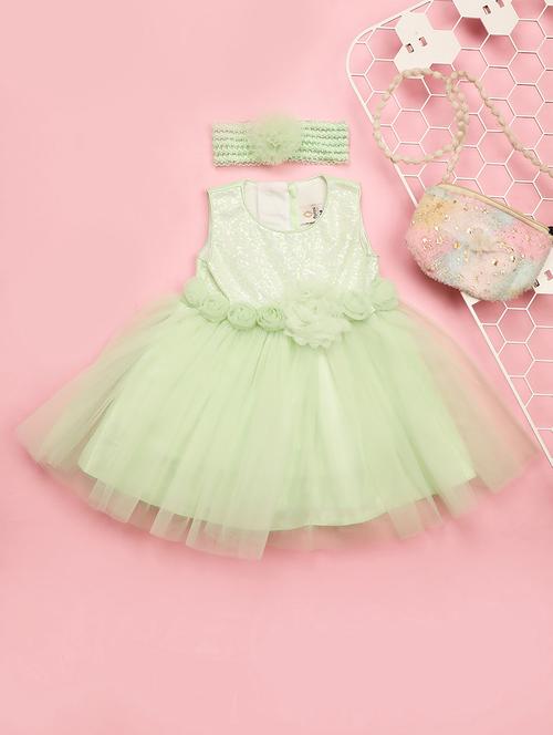 kids green sequins detailed frock - 20965851 -  Standard Image - 0