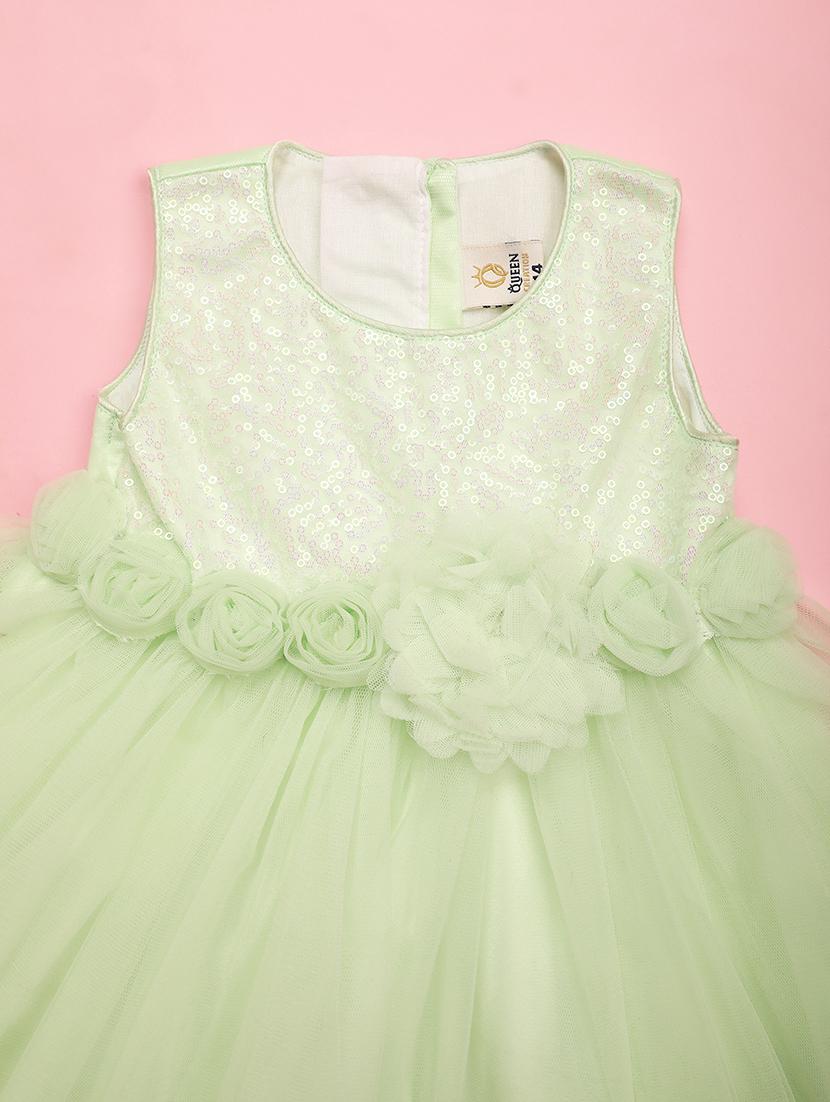 kids green sequins detailed frock - 20965851 - Standard Image - 3