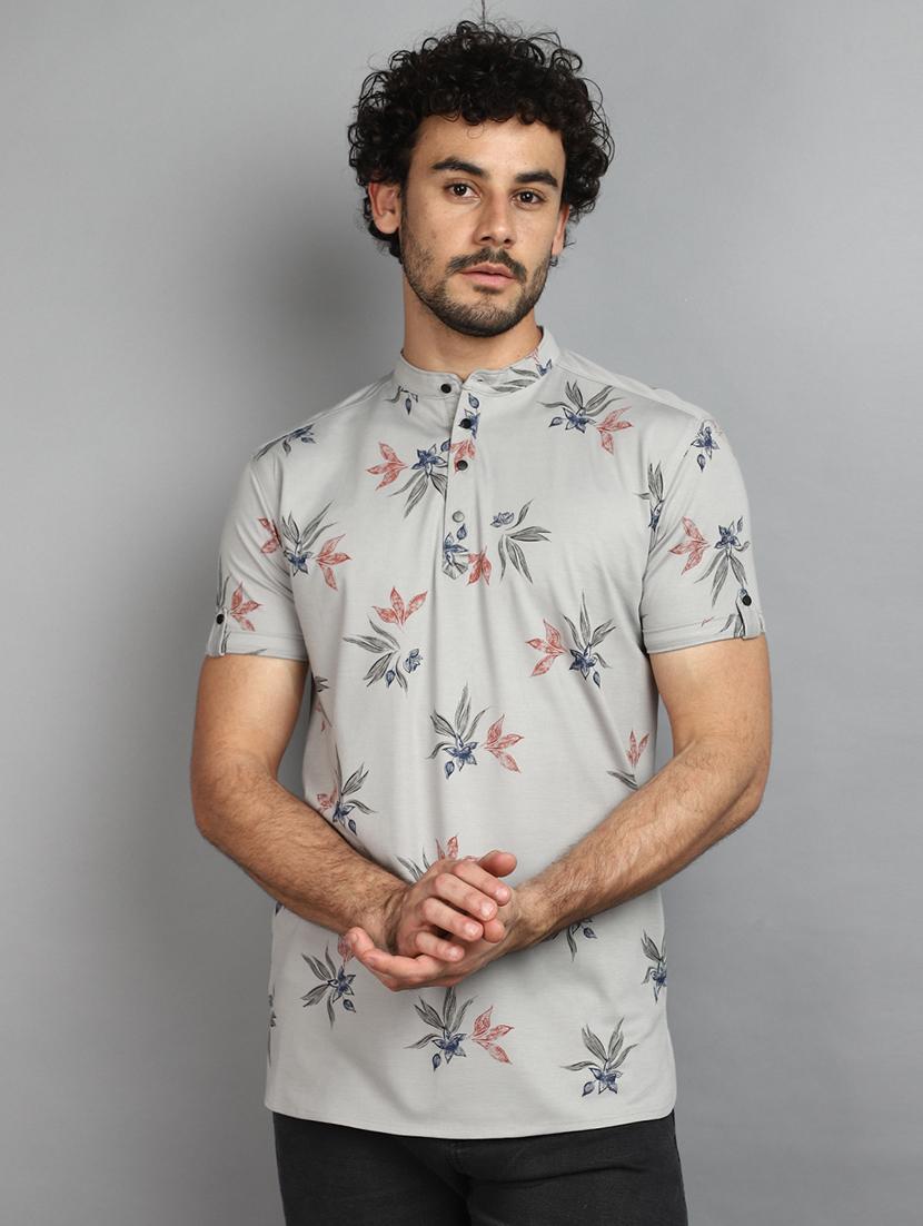 men mandarin neck printed t-shirt - 20965892 - Zoom Image - 0