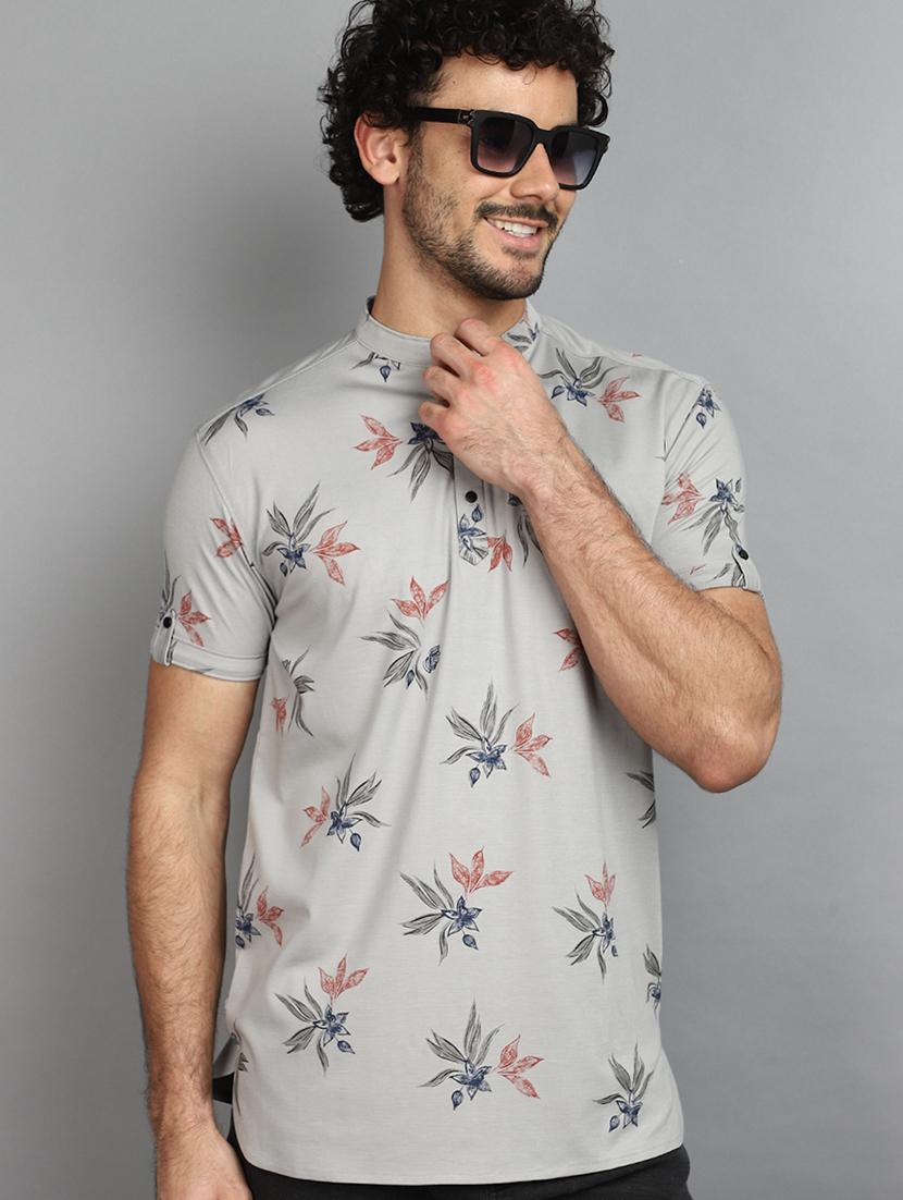 men mandarin neck printed t-shirt - 20965892 - Standard Image - 3