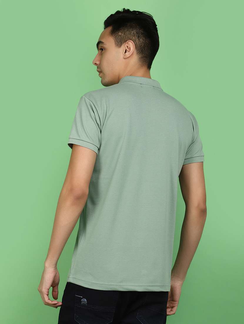 green cotton blend solid t-shirt - 20965918 -  Standard Image - 3