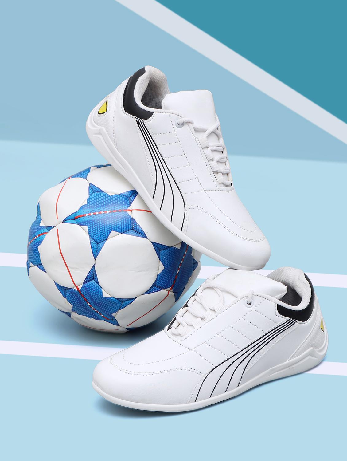 white synthetic lace up sneakers