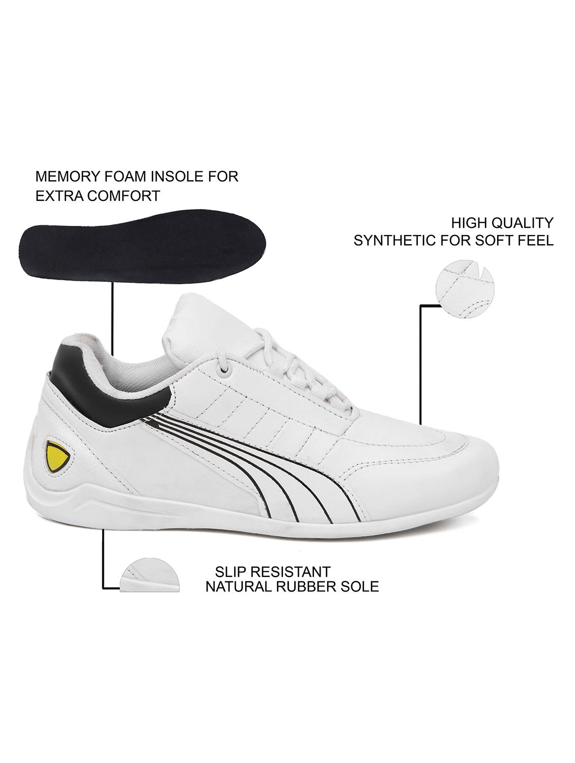 white synthetic lace up sneakers - 20966063 - Standard Image - 3
