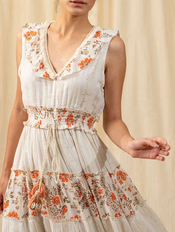 off white printed detailed maxi dress - 20966086 - Standard Image - 3