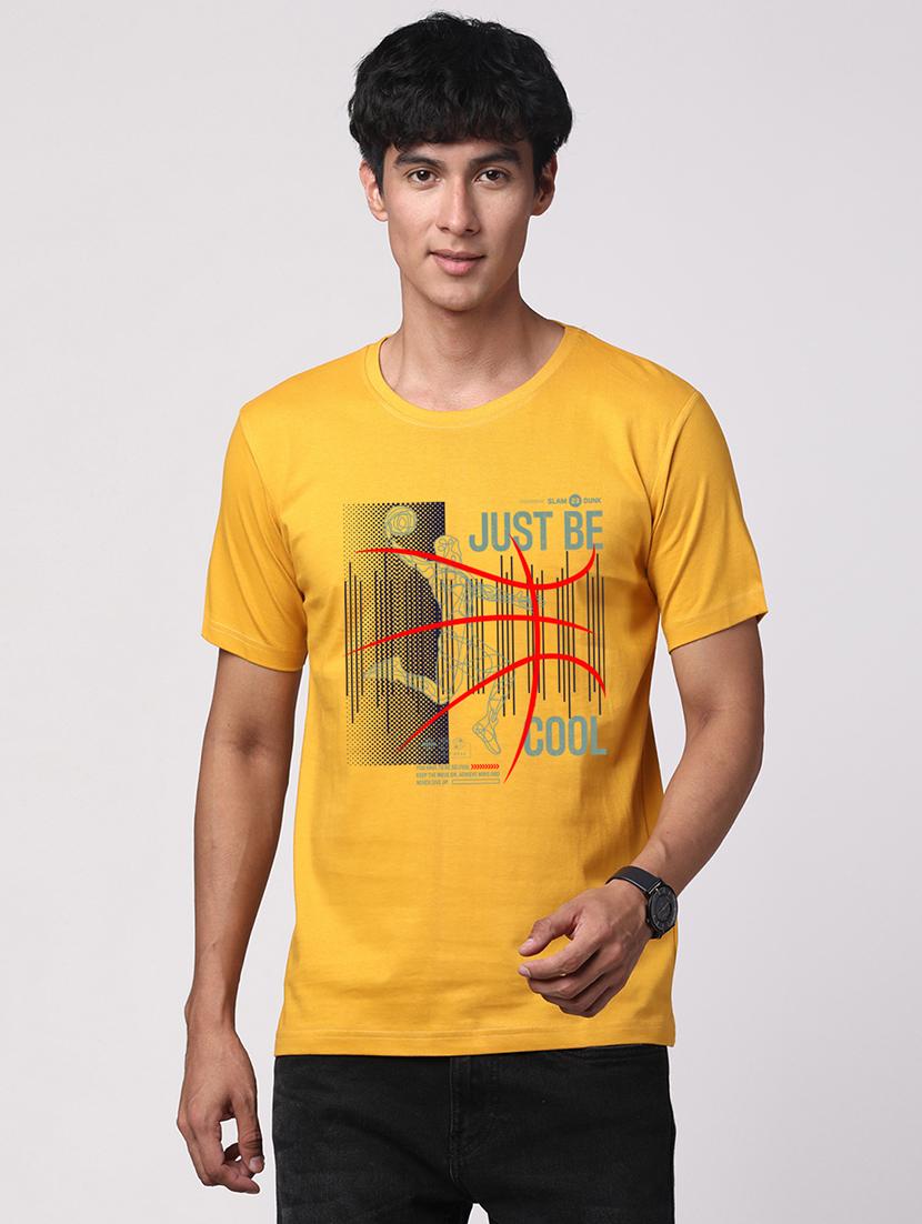 men round neck front print t-shirt - 20966237 -  Zoom Image - 0