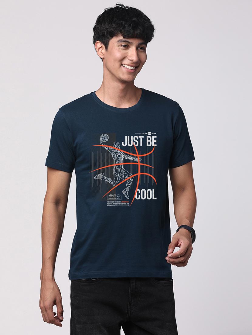 men round neck front print t-shirt - 20966241 -  Zoom Image - 0