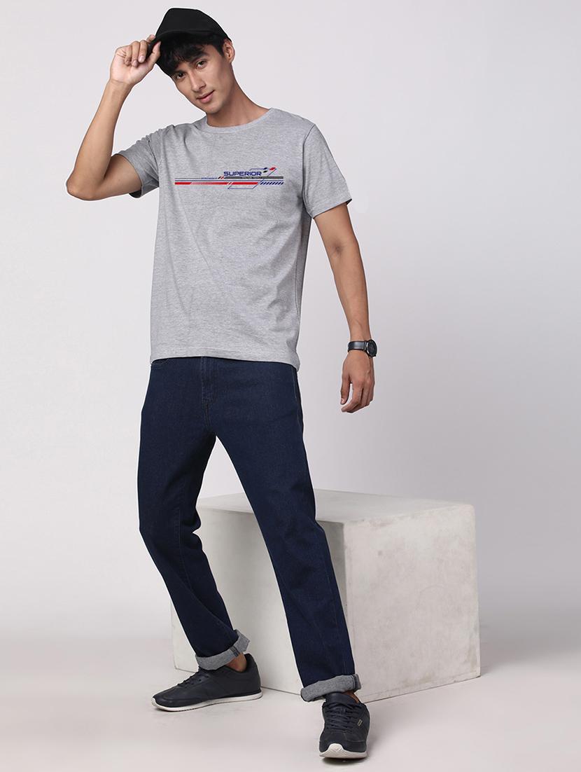 men round neck chest print t-shirt - 20966285 - Standard Image - 3