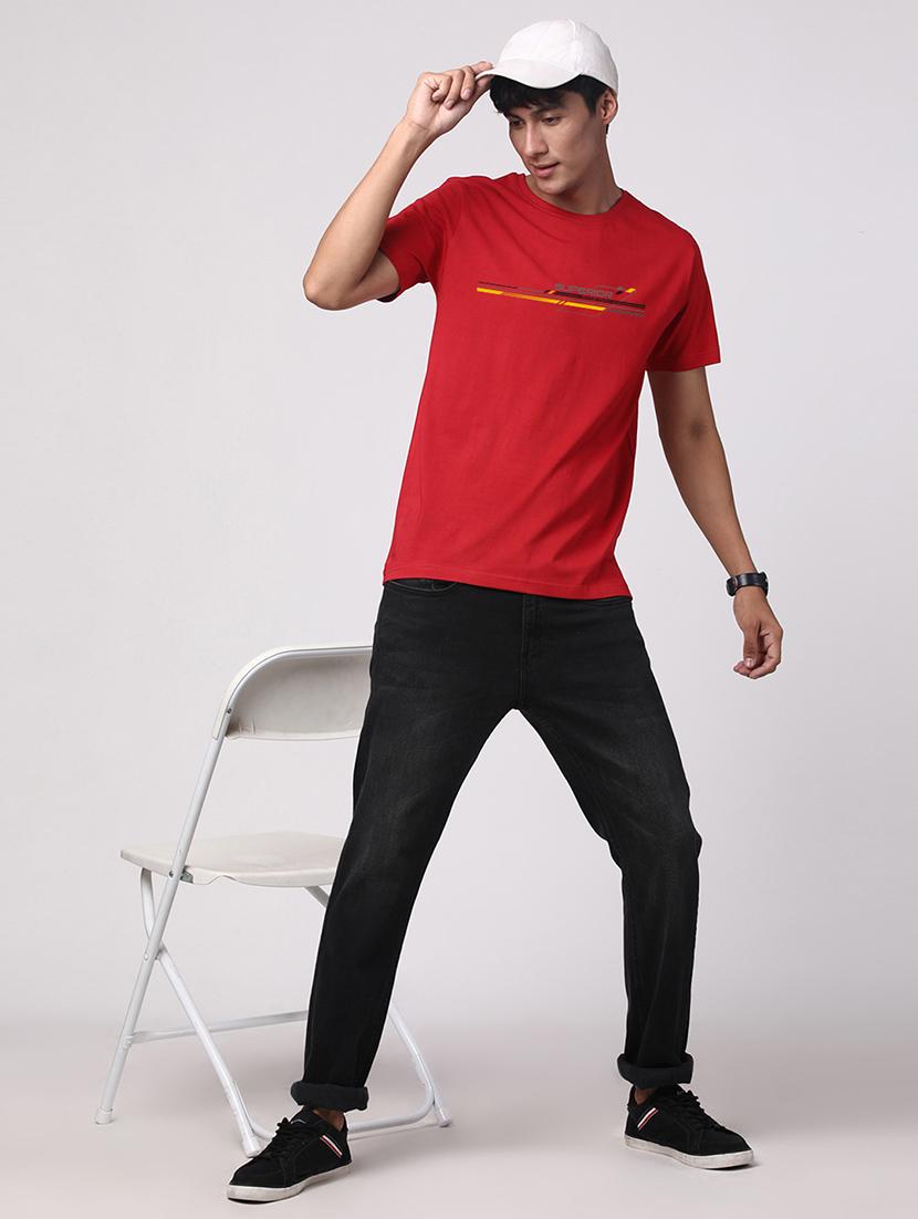men round neck chest print t-shirt - 20966290 - Standard Image - 3