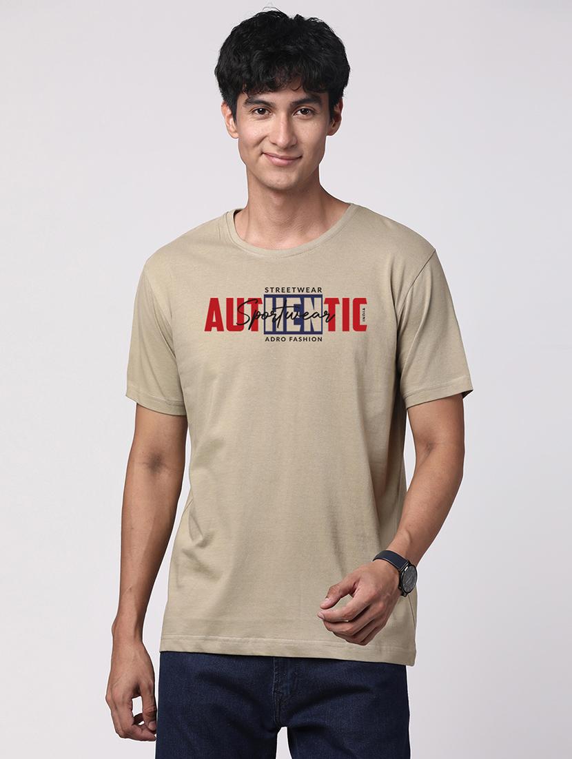 men round neck chest print t-shirt - 20966303 -  Zoom Image - 0