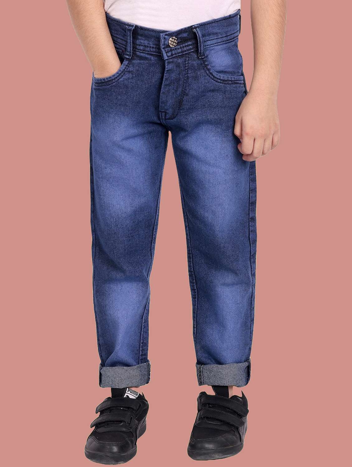 boys mid rise plain jeans