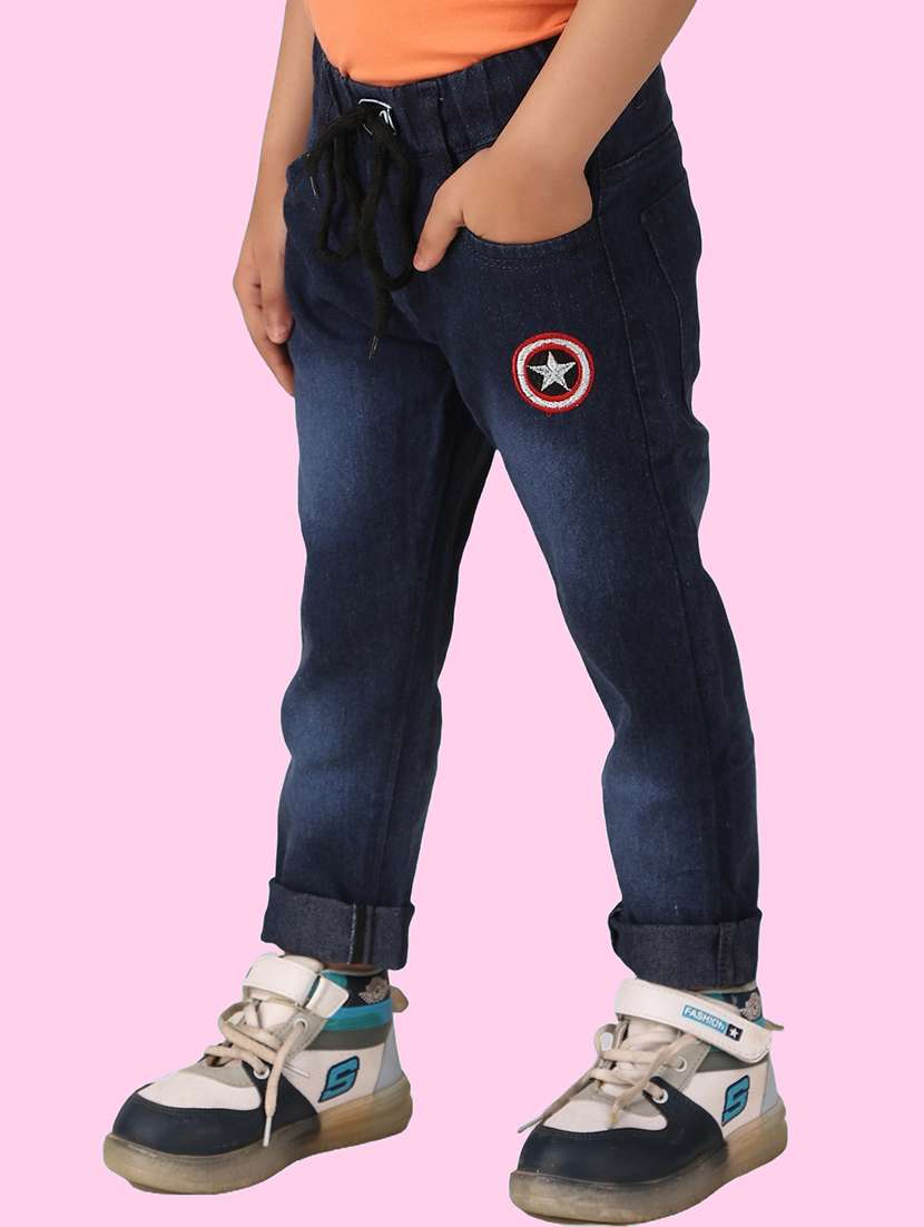 boys mid rise patch work jeans