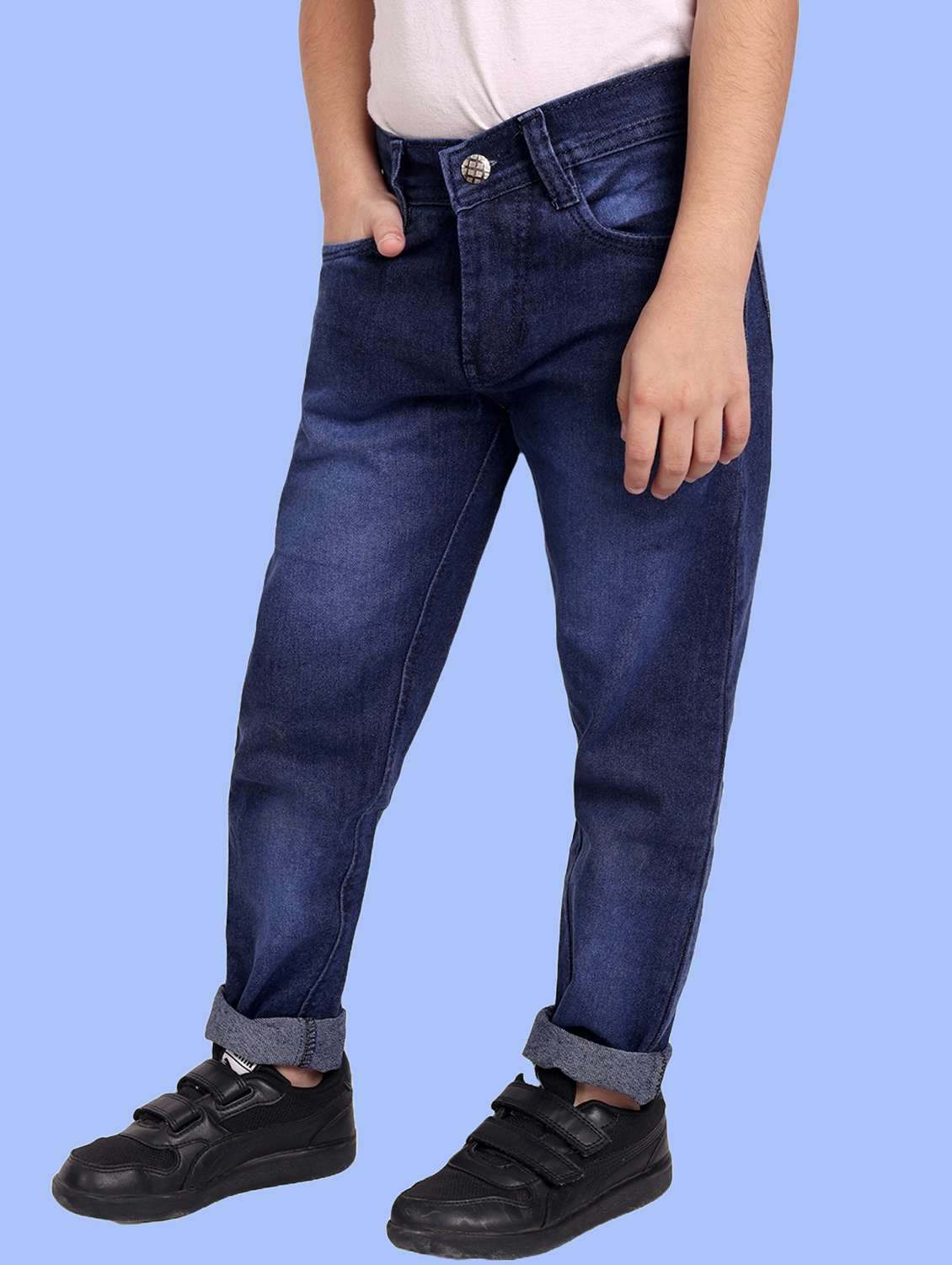 boys mid rise plain jeans
