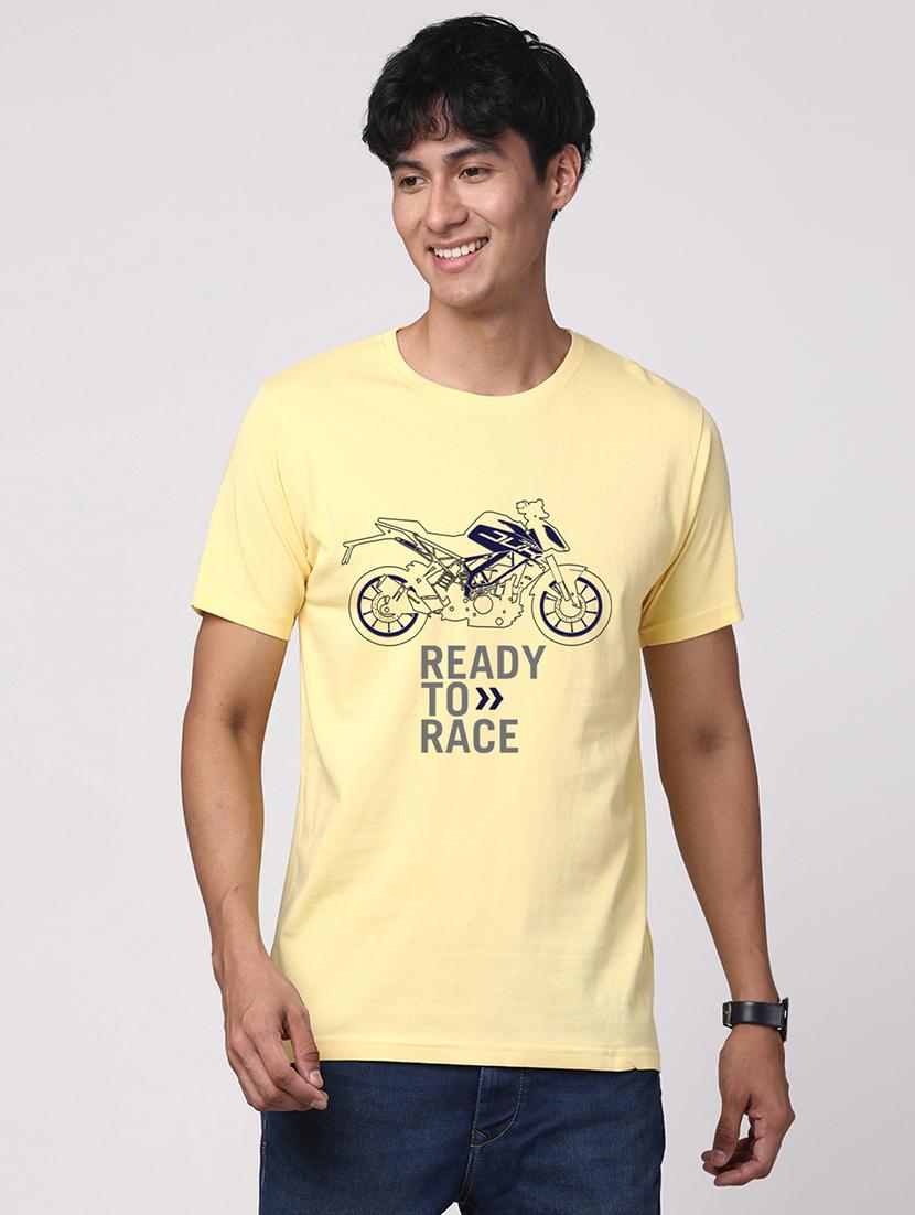 yellow cotton chest print tshirt - 20966482 - Zoom Image - 0