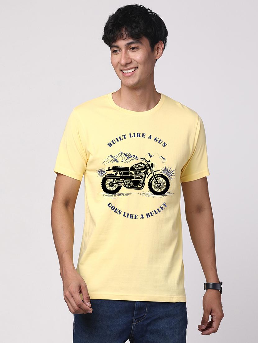 yellow cotton chest print tshirt - 20966500 - Zoom Image - 0