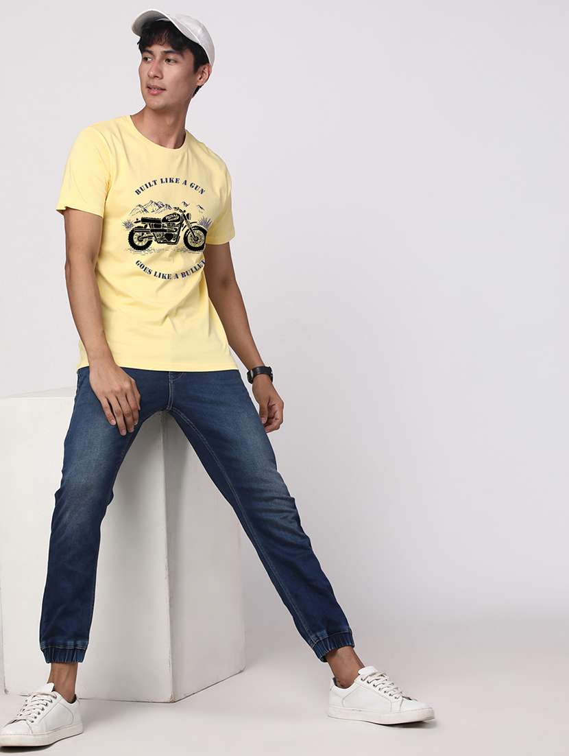 yellow cotton chest print tshirt - 20966500 - Standard Image - 3
