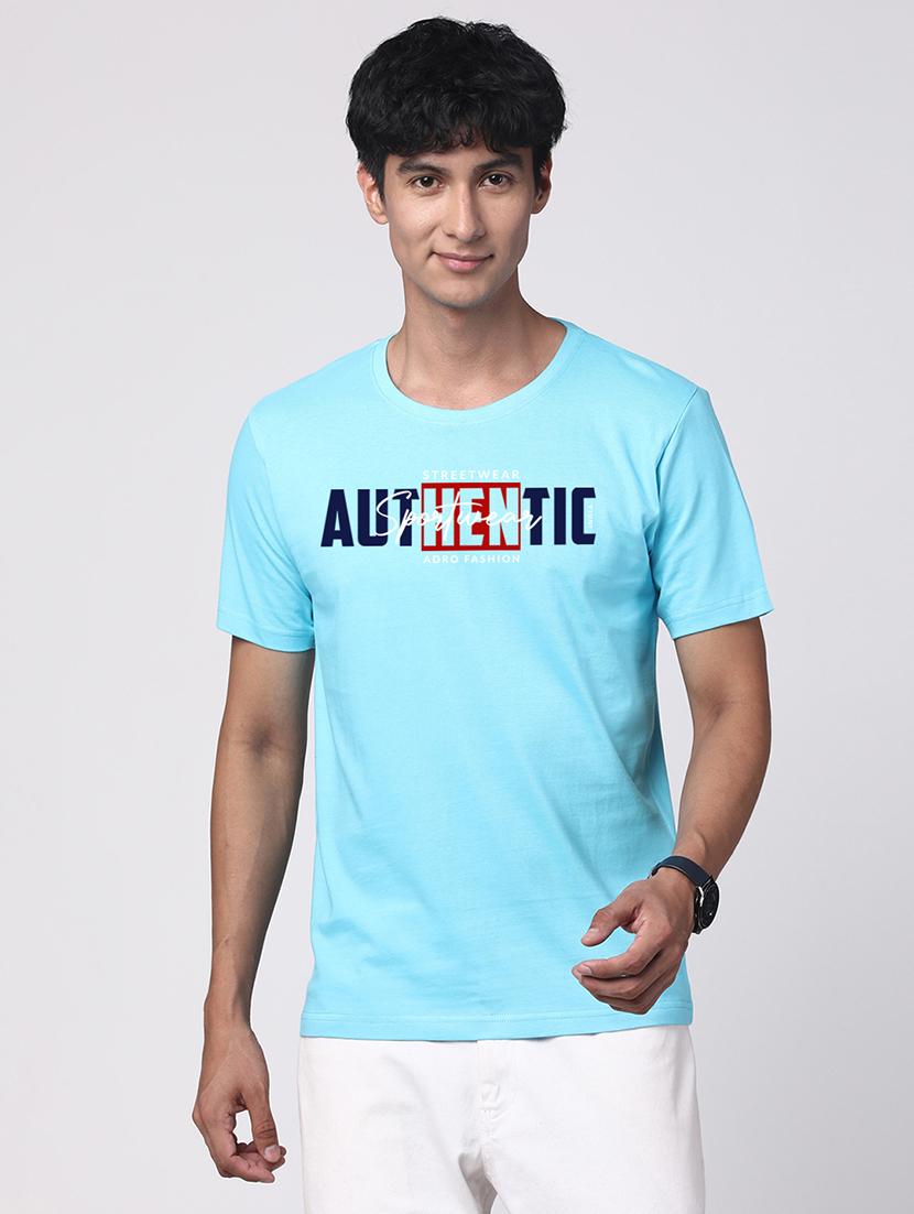 men round neck chest print t-shirt - 20966507 -  Zoom Image - 0