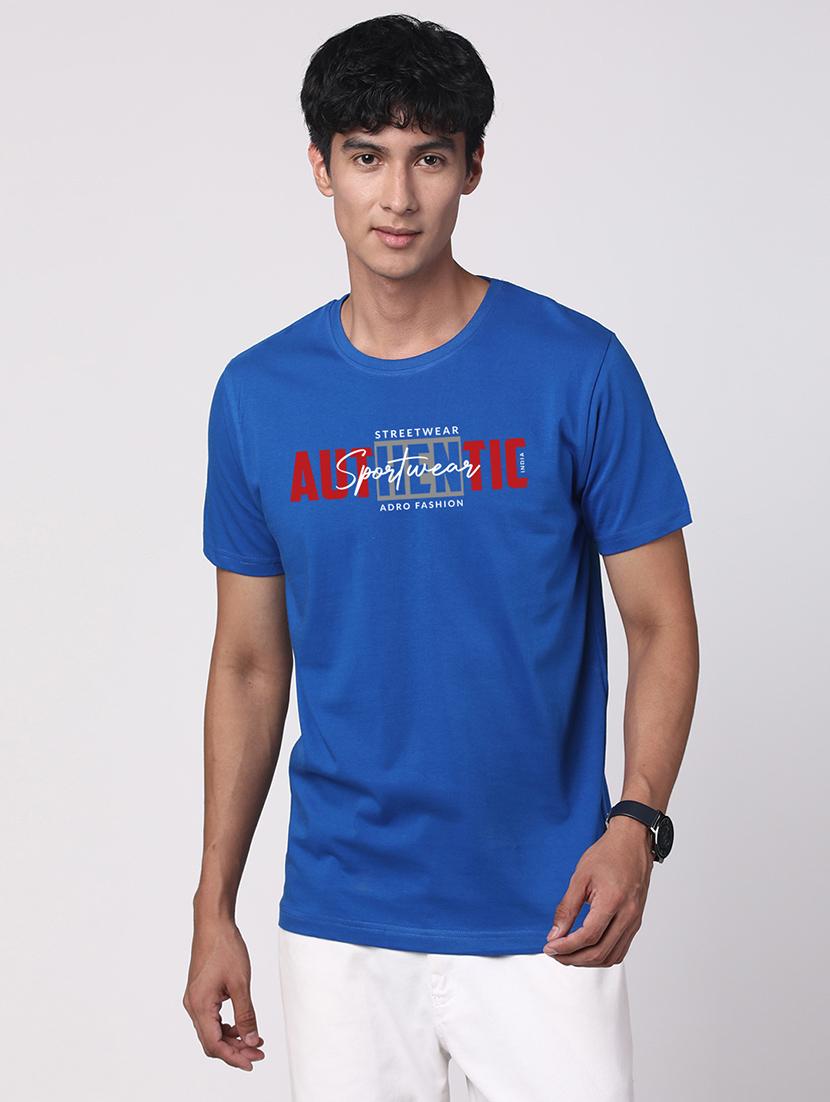 men round neck chest print t-shirt - 20966510 - Zoom Image - 0