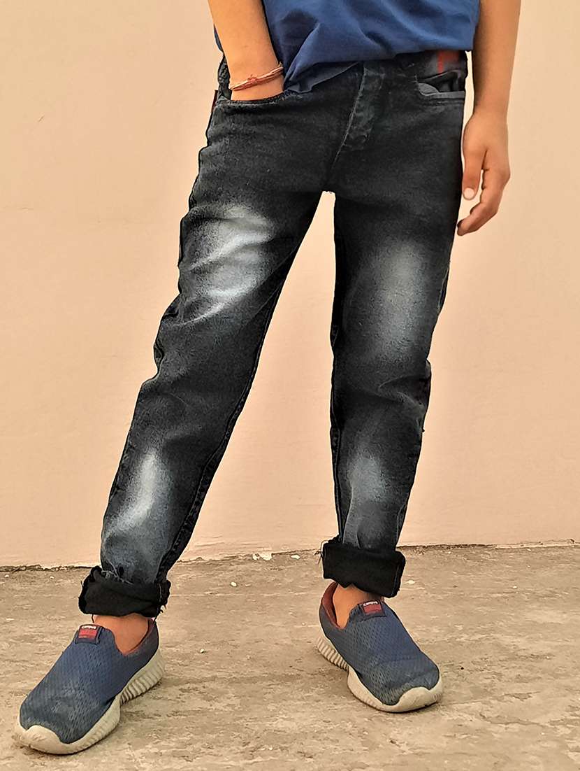 boys mid rise plain jeans
