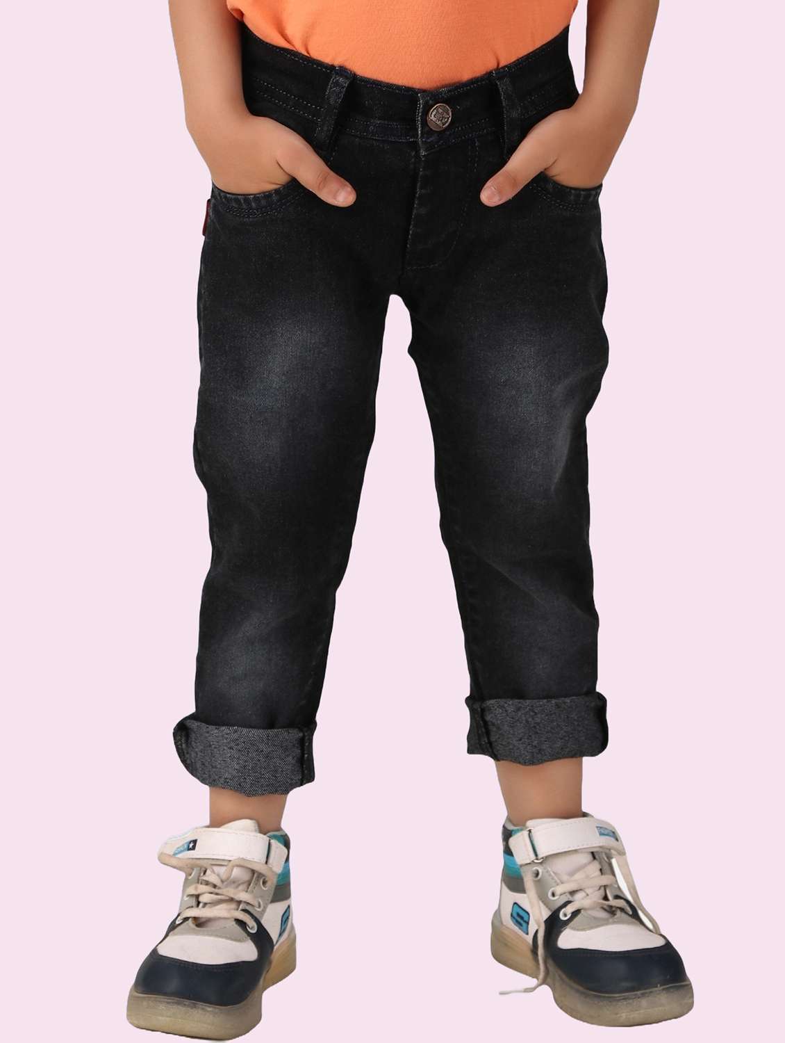 boys mid rise plain jeans